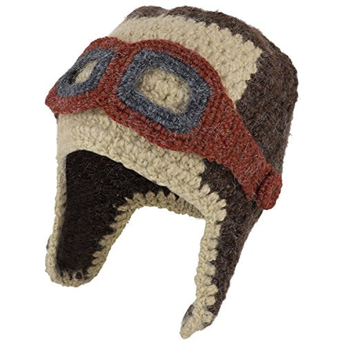 Trendy Apparel Shop Peruvian Handmade Detachable Goggle Aviator Beanie Helmet