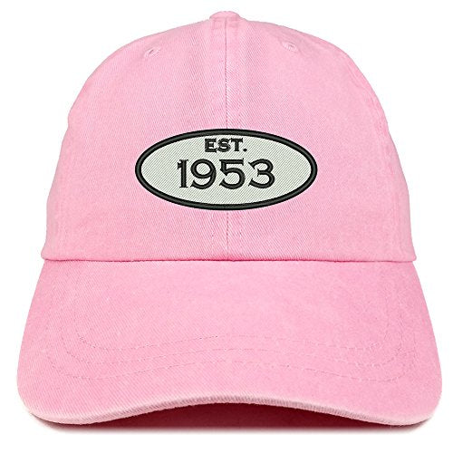 Trendy Apparel Shop Established 1953 Embroidered Birthday Gift Pigment Dyed Washed Cotton Cap
