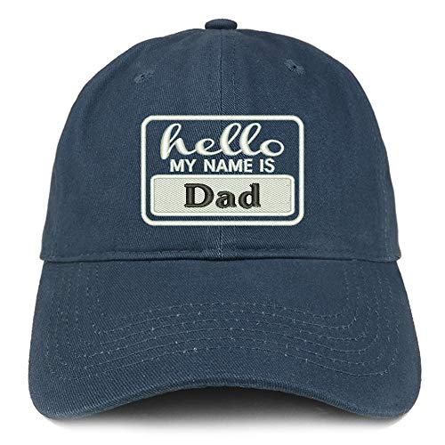 Trendy Apparel Shop Hello My Name is Dad Soft Crown 100% Brushed Cotton Cap