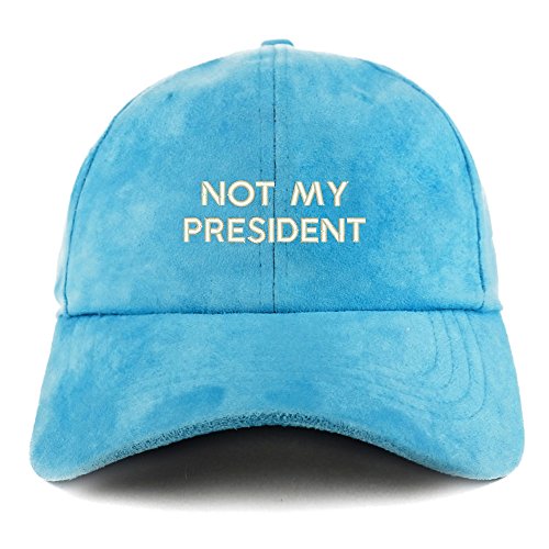 Trendy Apparel Shop Not My President Embroidered Faux Suede Leather Adjustable Cap