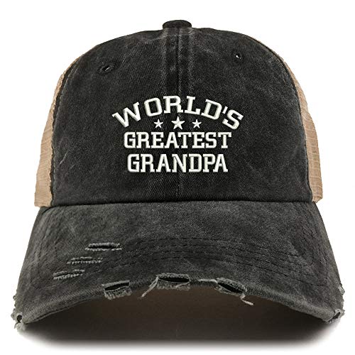 Trendy Apparel Shop World's Greatest Grandpa Washed Mesh Back Frayed Bill Cap