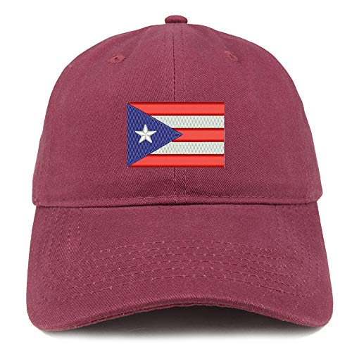 Trendy Apparel Shop Puerto Rico Flag Embroidered Soft Crown 100% Brushed Cotton Cap
