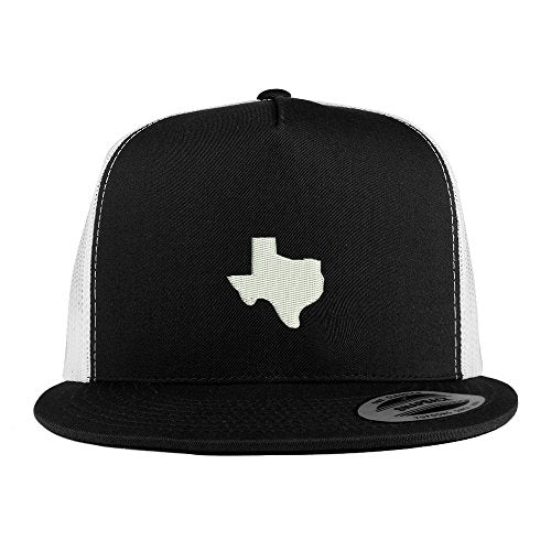 Trendy Apparel Shop Texas State Map Embroidered 5 Panel Flat Bill 2-Tone Trucker Mesh Cap