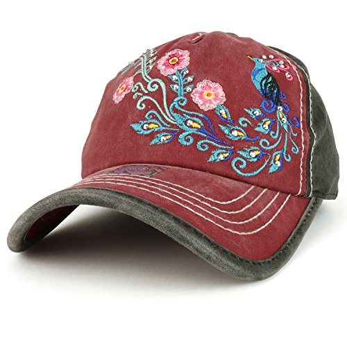 Trendy Apparel Shop Peacock Embroidered Stitch Multi Color Baseball Cap