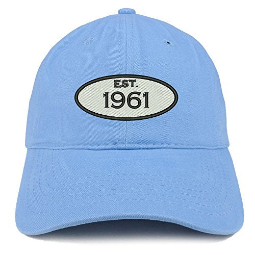 Trendy Apparel Shop Established 1961 Embroidered 60th Birthday Gift Soft Crown Cotton Cap