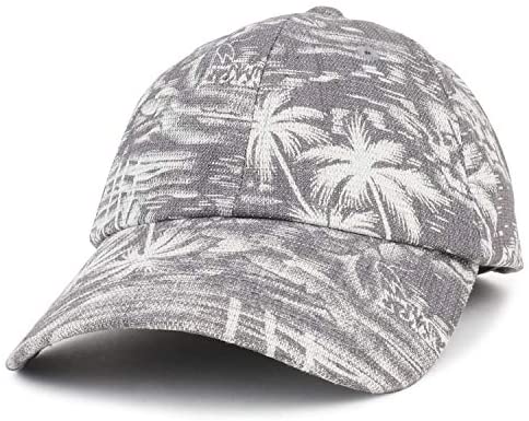 Trendy Apparel Shop Tropical Palm Tree Pattern Unstructured Denim Baseball Cap