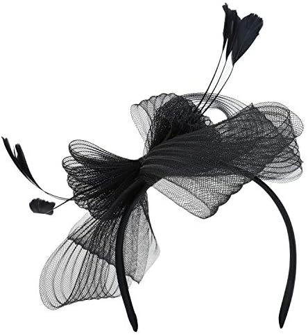 Trendy Apparel Shop Feather Meshed Bow Decorated CRIN Cocktail Fascinator