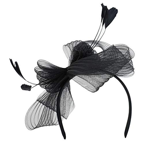 Trendy Apparel Shop Feather Meshed Bow Decorated CRIN Cocktail Fascinator