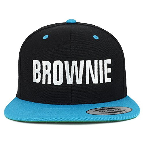 Trendy Apparel Shop Brownie White Embroidered Flat Bill 2-Tone Ball Cap