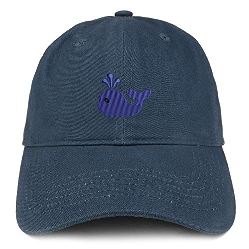 Trendy Apparel Shop Blue Whale Embroidered Soft Crown 100% Brushed Cotton Cap