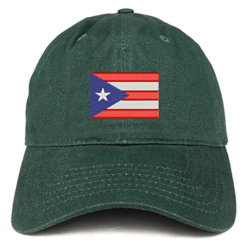 Trendy Apparel Shop Puerto Rico Flag Embroidered Soft Crown 100% Brushed Cotton Cap