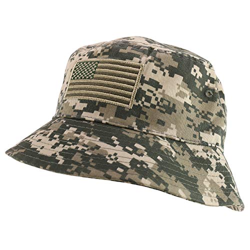 Trendy Apparel Shop US American Flag Embroidered Cotton Bucket Hat