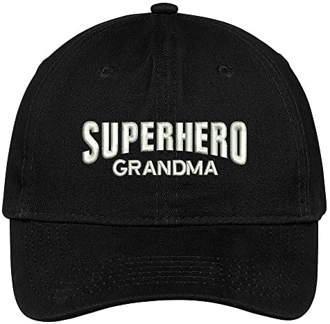 Trendy Apparel Shop Superhero Grandma Embroidered Soft Crown 100% Brushed Cotton Cap