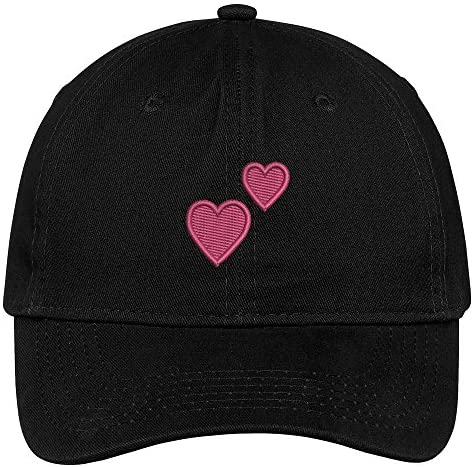 Trendy Apparel Shop 2 Pink Hearts Embroidered Cap Premium Cotton Dad Hat
