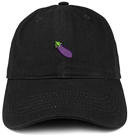 Trendy Apparel Shop Eggplant Emoticon Embroidered 100% Soft Brushed Cotton Low Profile Cap
