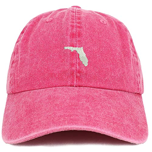 Trendy Apparel Shop Florida State Map Embroidered Washed Cotton Adjustable Cap