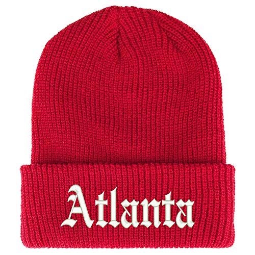 Trendy Apparel Shop Old English Font Atlanta City Embroidered Ribbed Cuff Knit Beanie