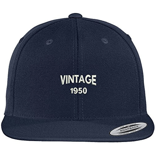 Trendy Apparel Shop Small Vintage 1950 Embroidered 69th Birthday Flat Bill Snapback Baseball Cap