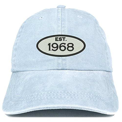 Trendy Apparel Shop Established 1968 Embroidered 53rd Birthday Gift Pigment Dyed Washed Cotton Cap