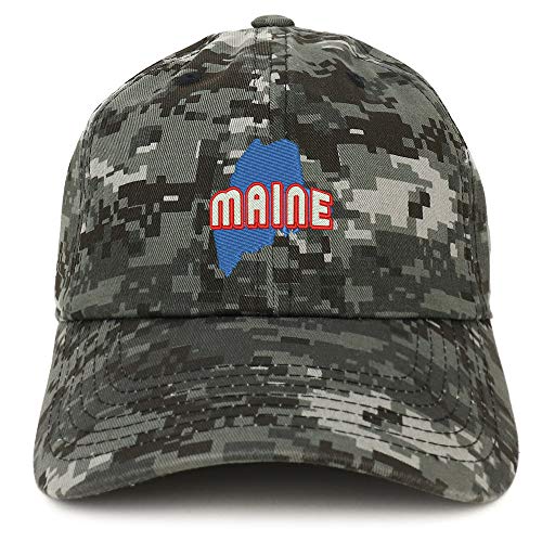 Trendy Apparel Shop Maine Map Embroidered Soft Crown 100% Brushed Cotton Cap