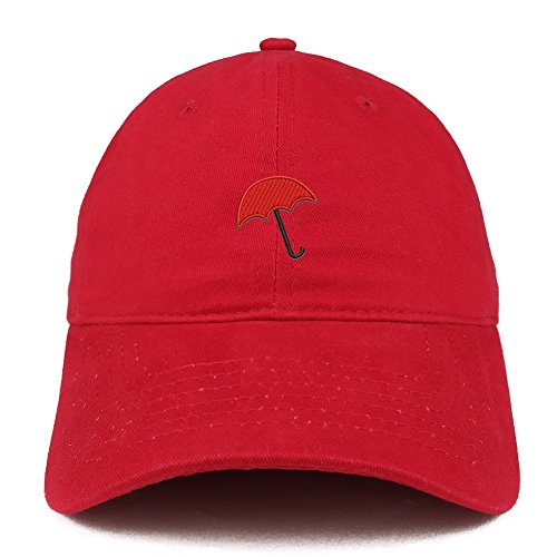 Trendy Apparel Shop Red Umbrella Embroidered Low Profile Soft Cotton Baseball Cap
