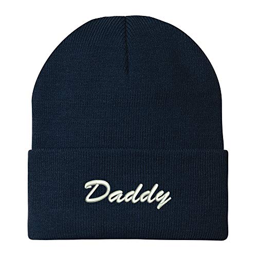 Trendy Apparel Shop Daddy Script Font Embroidered Winter Long Cuff Beanie