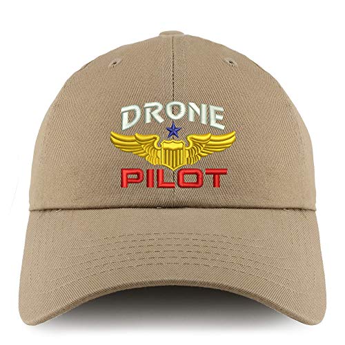 Trendy Apparel Shop Drone Pilot Aviation Wing Embroidered Low Profile Soft Cotton Dad Hat Cap