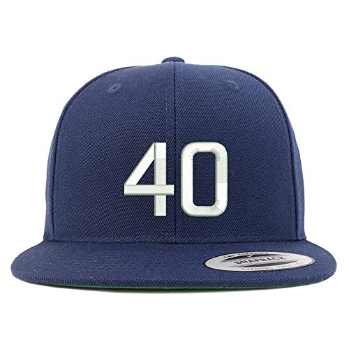 Trendy Apparel Shop Number 40 Embroidered Snapback Flatbill Baseball Cap