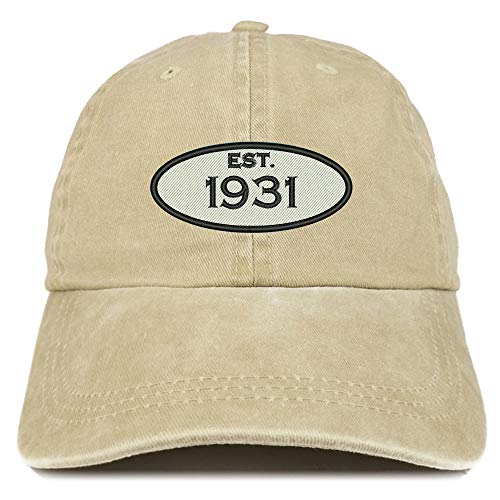 Trendy Apparel Shop 90th Birthday Established 1931 Washed Cotton Adjustable Cap