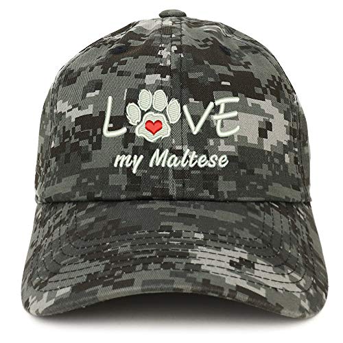 Trendy Apparel Shop I Love My Maltese Embroidered Soft Crown 100% Brushed Cotton Cap