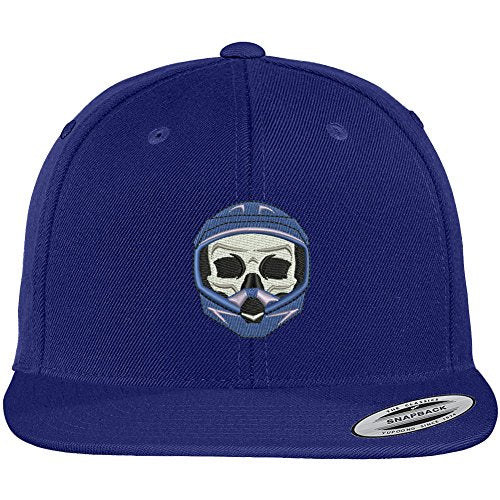 Trendy Apparel Shop Motocross Skull Embroidered Flat Bill Snapback Baseball Cap