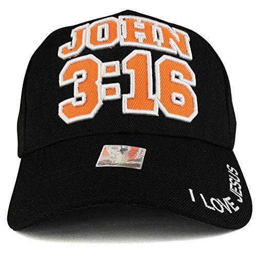 Trendy Apparel Shop John 3:16 I Love Jesus 3D Embroidered Christian Structured Baseball Cap