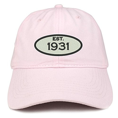 Trendy Apparel Shop Established 1931 Embroidered 90th Birthday Gift Soft Crown Cotton Cap