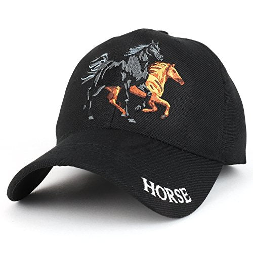 Trendy Apparel Shop Running Horses Embroidered Structured Adjustable Baseball Cap