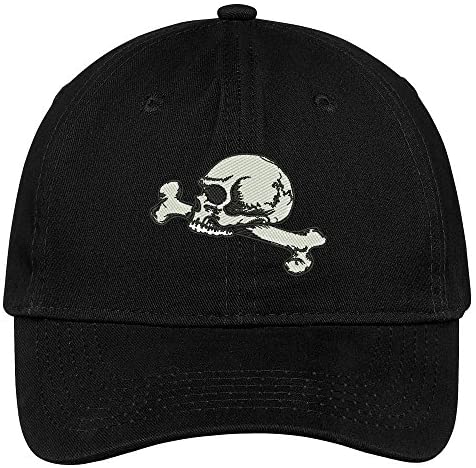 Trendy Apparel Shop Skull and Femur Embroidered Halloween Themed Cotton Baseball Cap