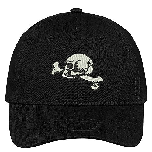 Trendy Apparel Shop Skull and Femur Embroidered Halloween Themed Cotton Baseball Cap