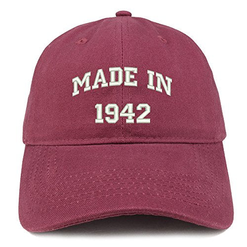 Trendy Apparel Shop Made in 1942 Text Embroidered 79th Birthday Brushed Cotton Cap