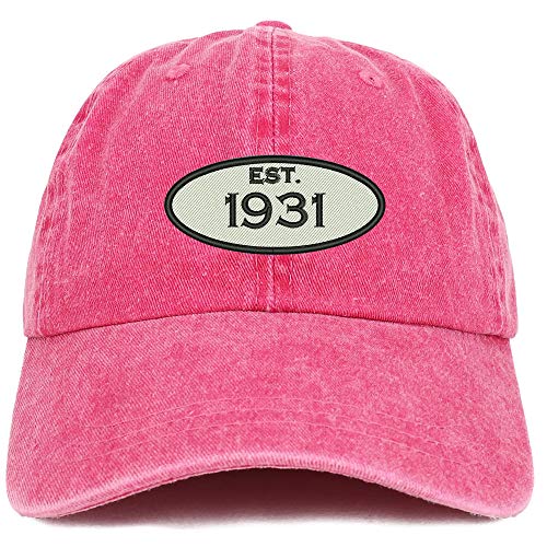 Trendy Apparel Shop 90th Birthday Established 1931 Washed Cotton Adjustable Cap