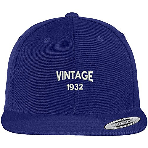 Trendy Apparel Shop Small Vintage 1932 Embroidered 87th Birthday Flat Bill Snapback Baseball Cap