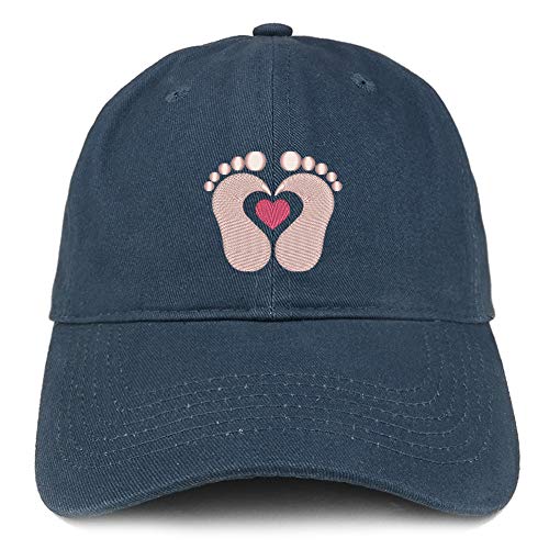 Trendy Apparel Shop Baby Feet Embroidered Brushed Cotton Cap