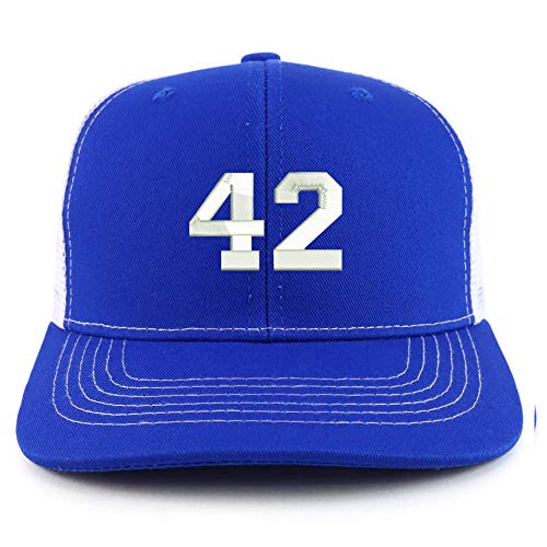 Trendy Apparel Shop Number 42 Collegiate Varsity Two Tone Trucker Baseball Cap