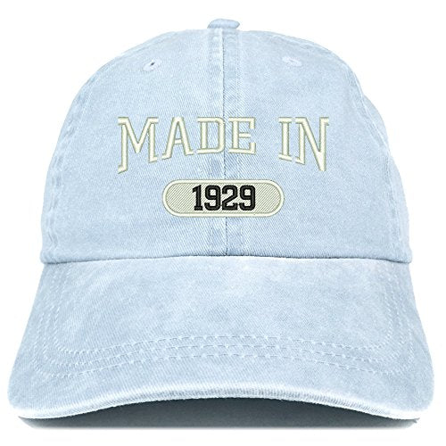 Trendy Apparel Shop Made in 1929 Embroidered 92nd Birthday Washed Baseball Cap