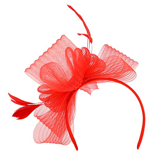 Trendy Apparel Shop Feather Meshed Bow Decorated CRIN Cocktail Fascinator