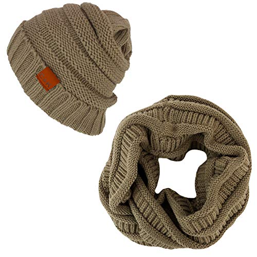 Trendy Apparel Shop Winter Knit Cuff Beanie Hat and Infinity Scarf 2 Piece Set
