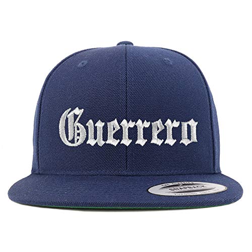 Trendy Apparel Shop Old English Guerrero White Embroidered Flatbill Snapback Baseball Cap
