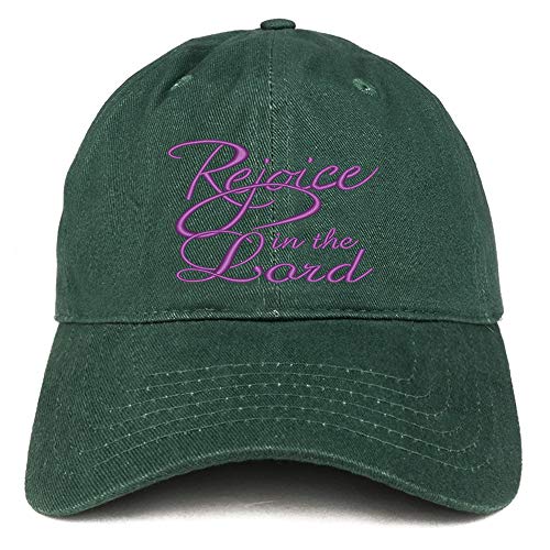 Trendy Apparel Shop Rejoice in The Lord Embroidered Soft Crown 100% Brushed Cotton Cap