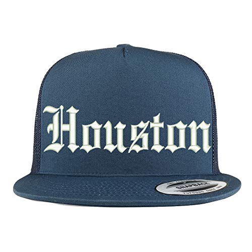 Trendy Apparel Shop Old English Font Houston City Embroidered 5 Panel Mesh Cap