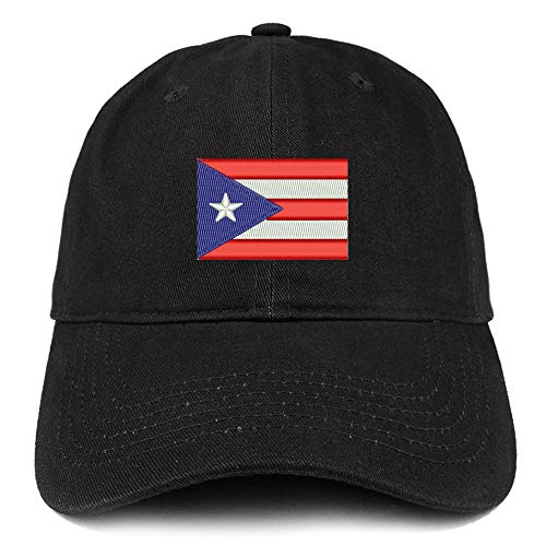 Trendy Apparel Shop Puerto Rico Flag Embroidered Soft Crown 100% Brushed Cotton Cap