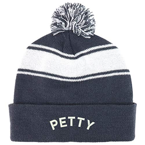 Trendy Apparel Shop Petty Embroidered Two Tone Pom Striped Long Beanie Hat