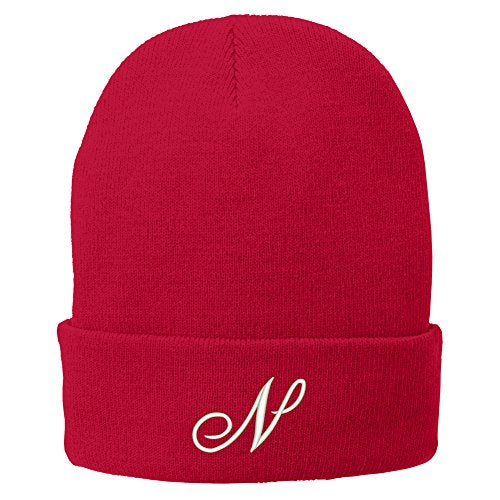 Trendy Apparel Shop Letter N Embroidered Winter Knitted Long Beanie